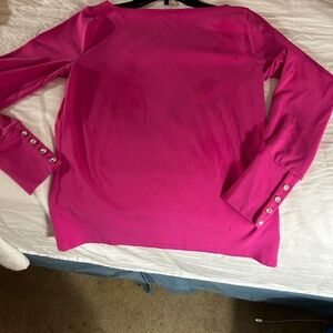 Women’s Ann Taylor Loft blouse, Medium, hot pink with sequins.